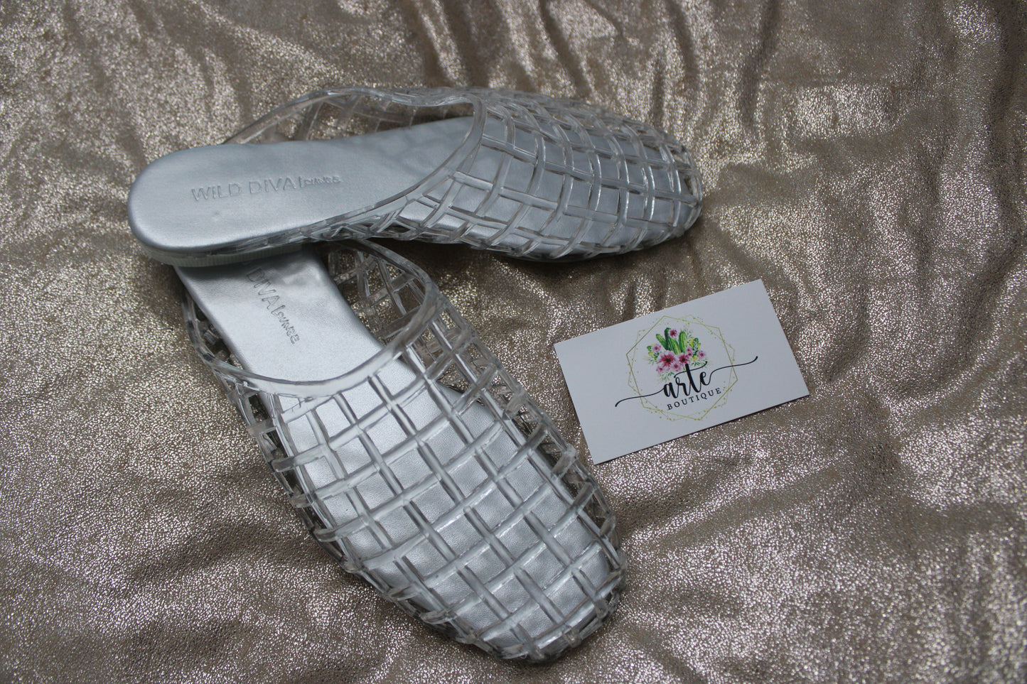Transparent Woven Jelly Mule Flats