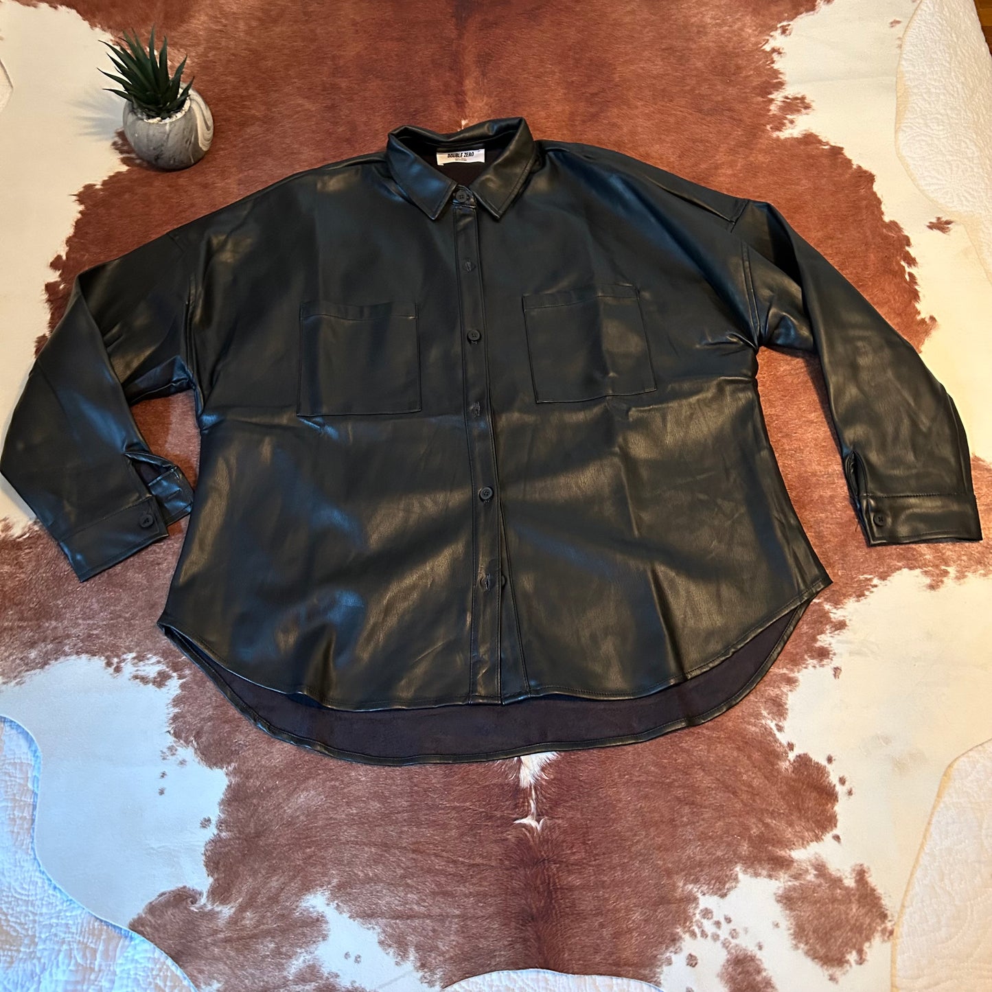 WONDROUS WINTER LEATHER OVERSIZED SHACKET