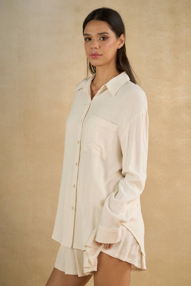 Button-Down Shirt & Ruffle Shorts Set