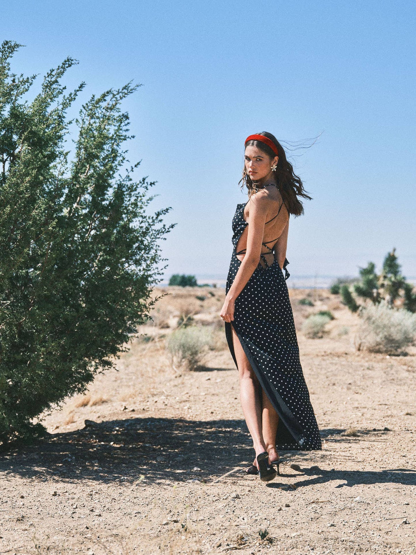 EAVES POLKA DOT MAXI DRESS
