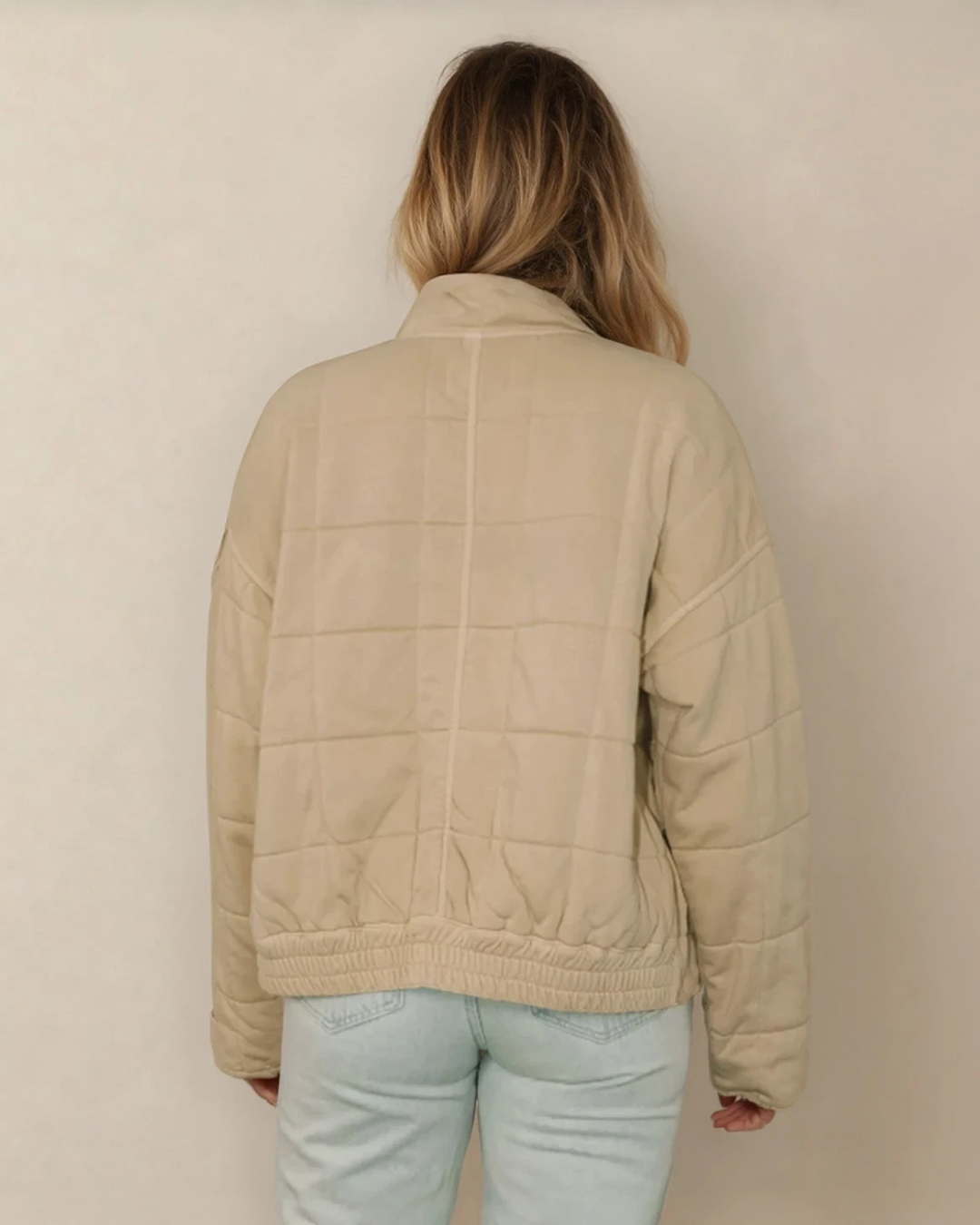 Georgie Zip-Up Pocket Quilted Jacket - Khaki