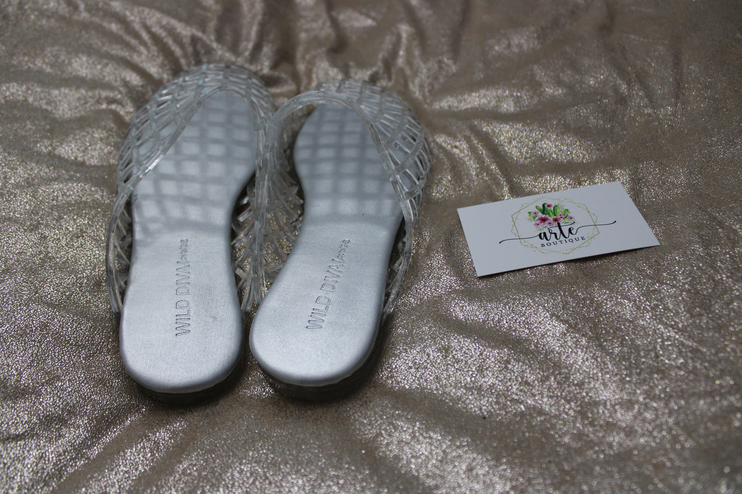 Transparent Woven Jelly Mule Flats