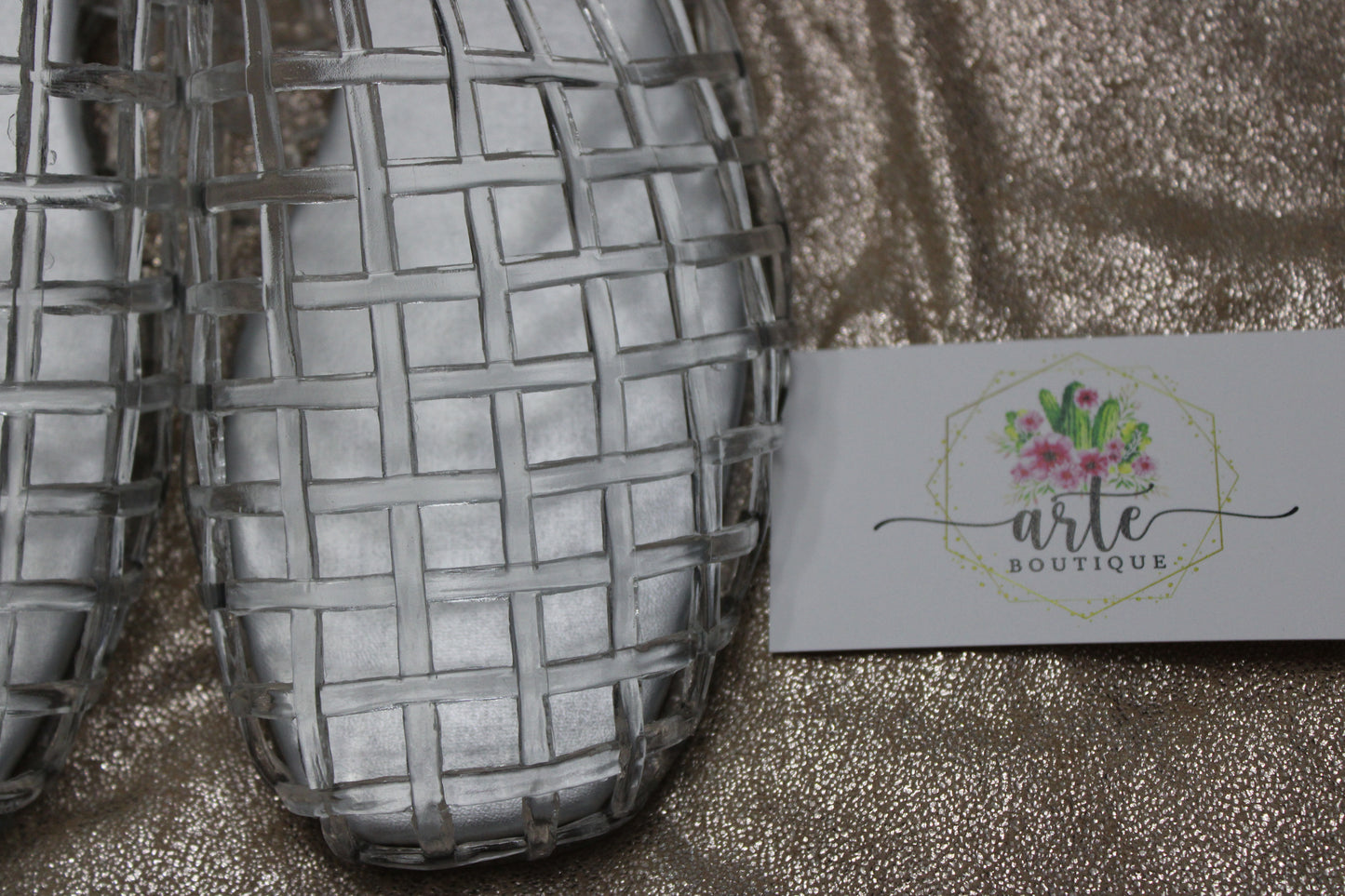 Transparent Woven Jelly Mule Flats