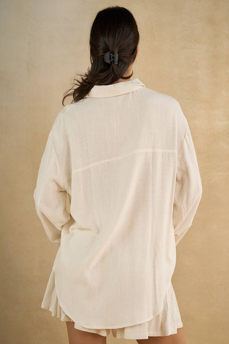 Button-Down Shirt & Ruffle Shorts Set