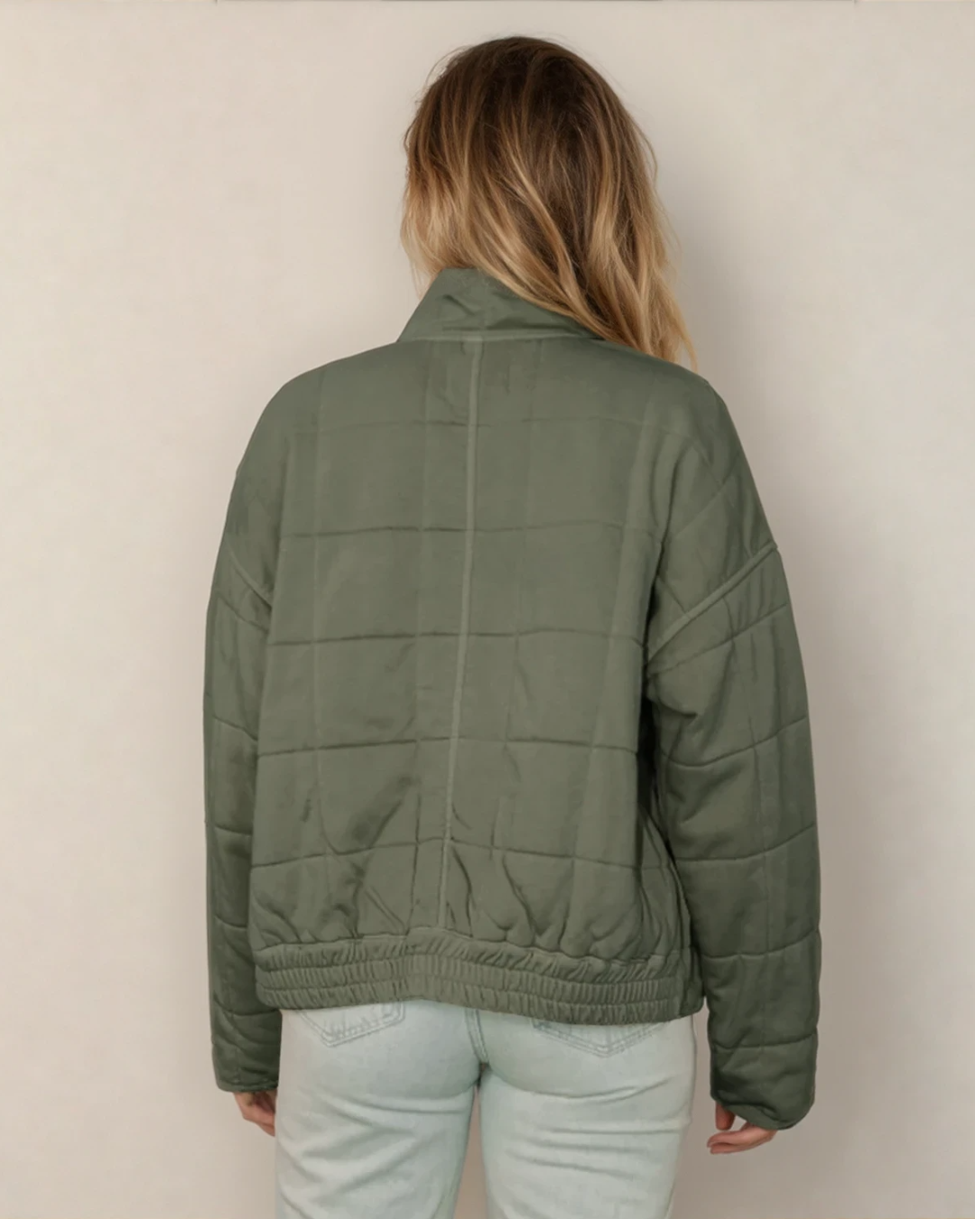 Georgie Zip-Up Pocket Quilted Jacket - Green