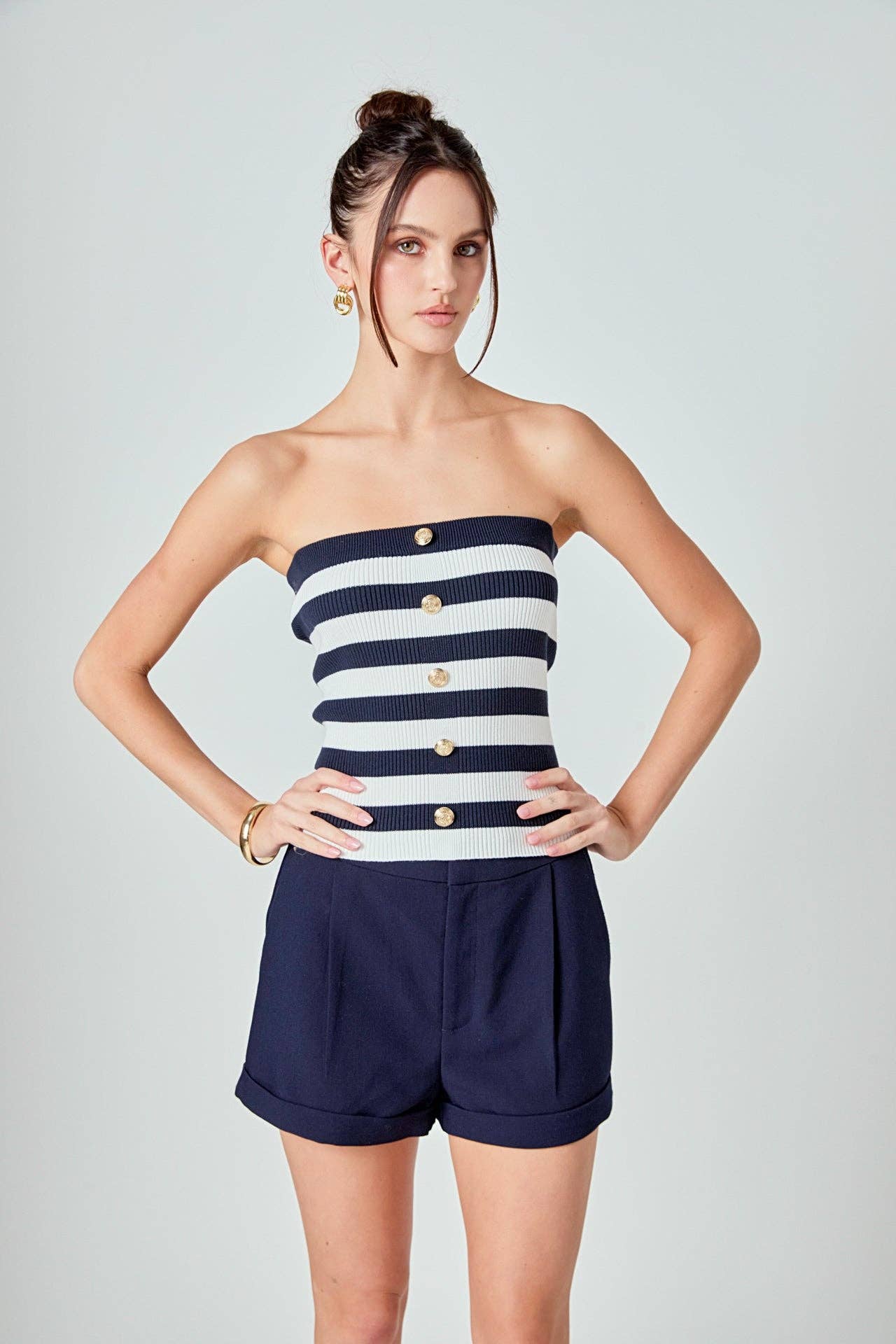 Striped Strapless Top