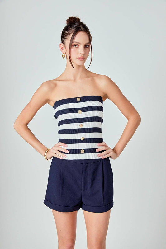 Striped Strapless Top